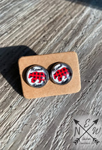 Load image into Gallery viewer, Mama Bear 12mm Cabochon Stud Earrings with Push Back Closure/Buffalo Plaid/Floral/Gift/Mom Gift/New Mom Gift/Gold Colored/Silver Colored