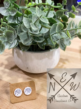 Load image into Gallery viewer, Hedgehog White Vegan Leather Stud Earrings/Vegan
