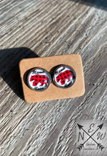 Load image into Gallery viewer, Mama Bear 12mm Cabochon Stud Earrings with Push Back Closure/Buffalo Plaid/Floral/Gift/Mom Gift/New Mom Gift/Gold Colored/Silver Colored
