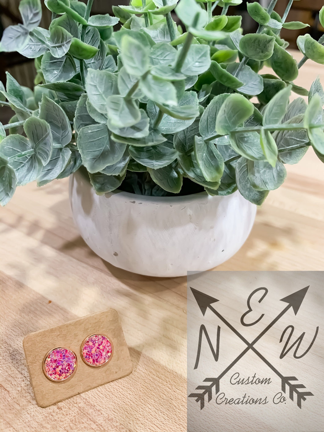 Hot Pink Chunky Glitter Stud Earring with Push-back Closure/VSCO