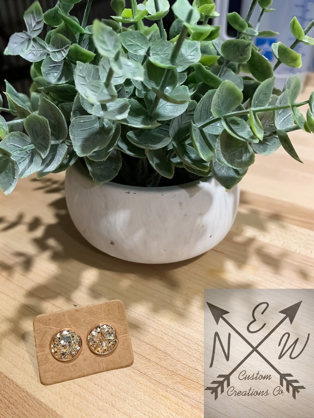 Chunky Gold Glitter Stud Earrings with push back