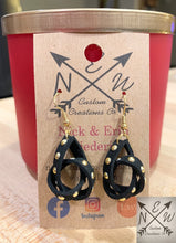 Load image into Gallery viewer, Studded Faux Suede Knot Dangle Earrings with 18k Gold Plated Hardware; Boho
