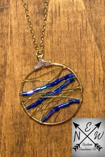 Load image into Gallery viewer, *ONE OF A KIND* Iridescent Purple/Blue Bead and Gold Wire Wrapped Circular Necklace
